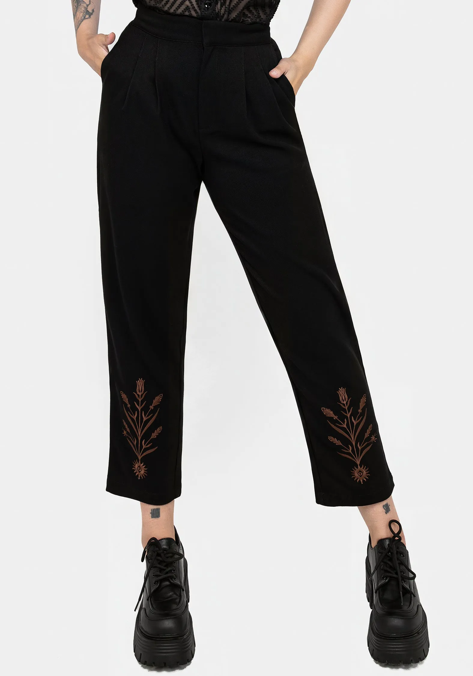 Travel-Ready OdorResistant Cybele Embroidered Tapered Trousers
