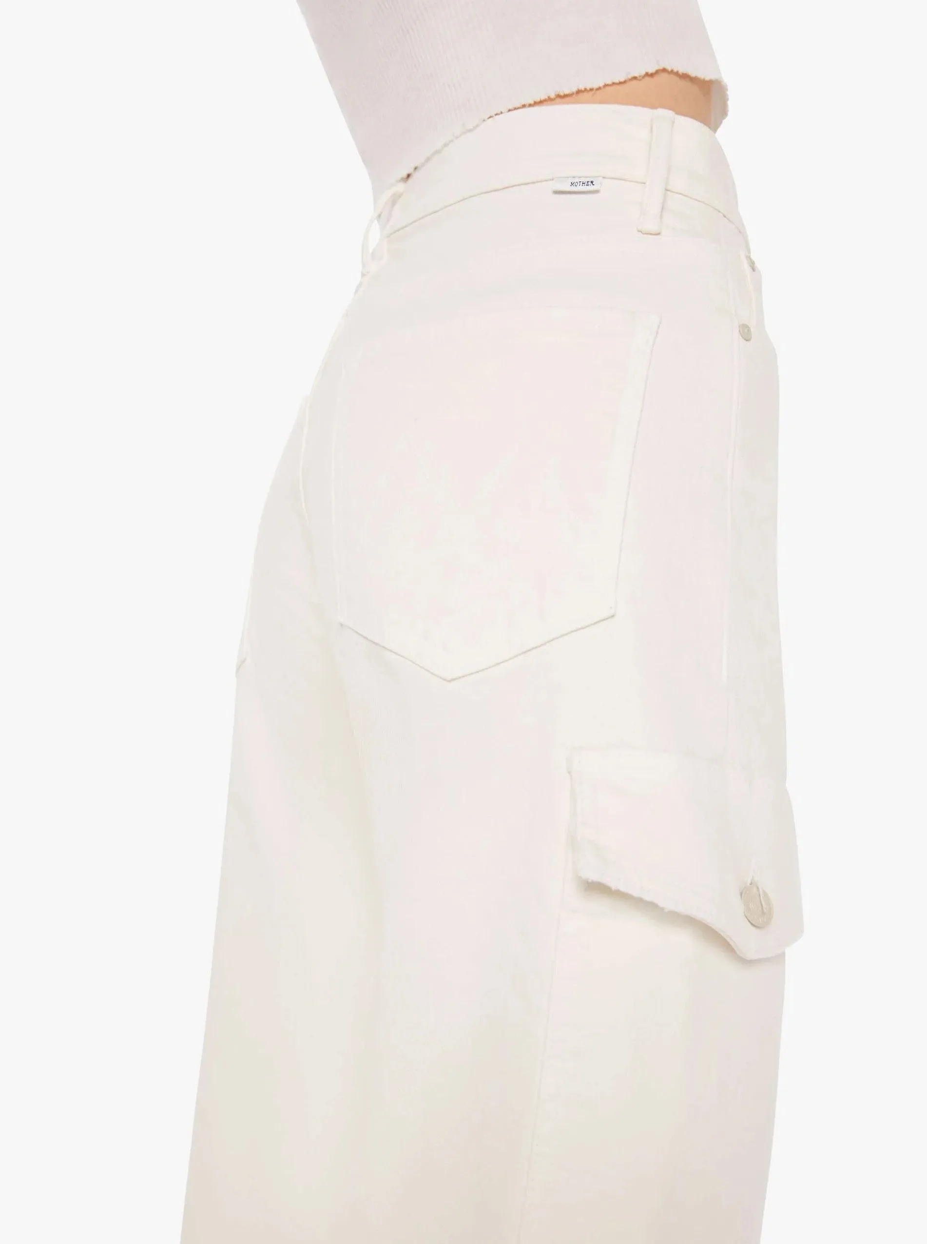 Comfort Stretch Weave Loose Textured Travel Outfit Mother Undercover Cargo Sneak Cream Puffs