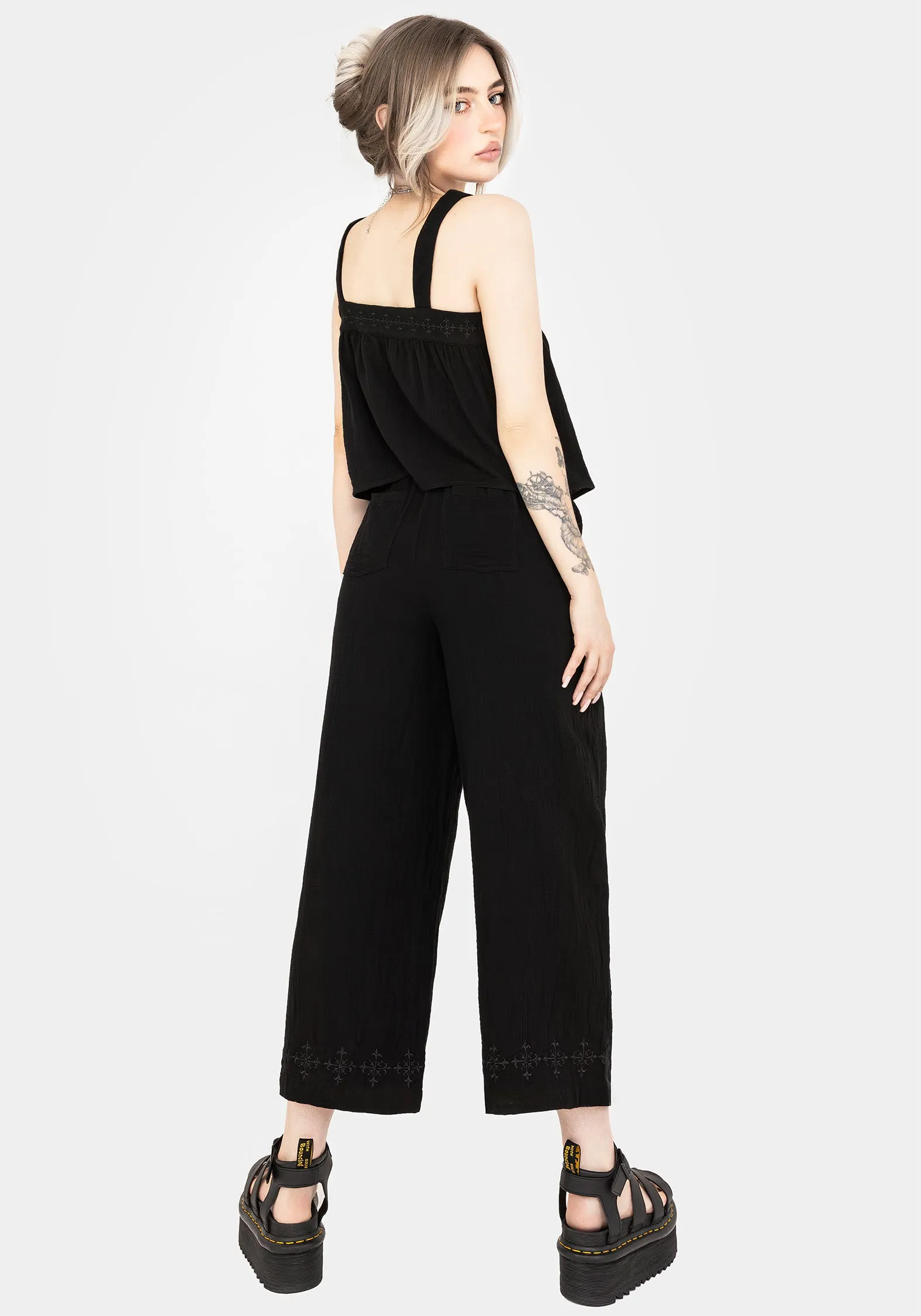 Damara Embroidered Cotton Culottes Wrap Front Influencer Style