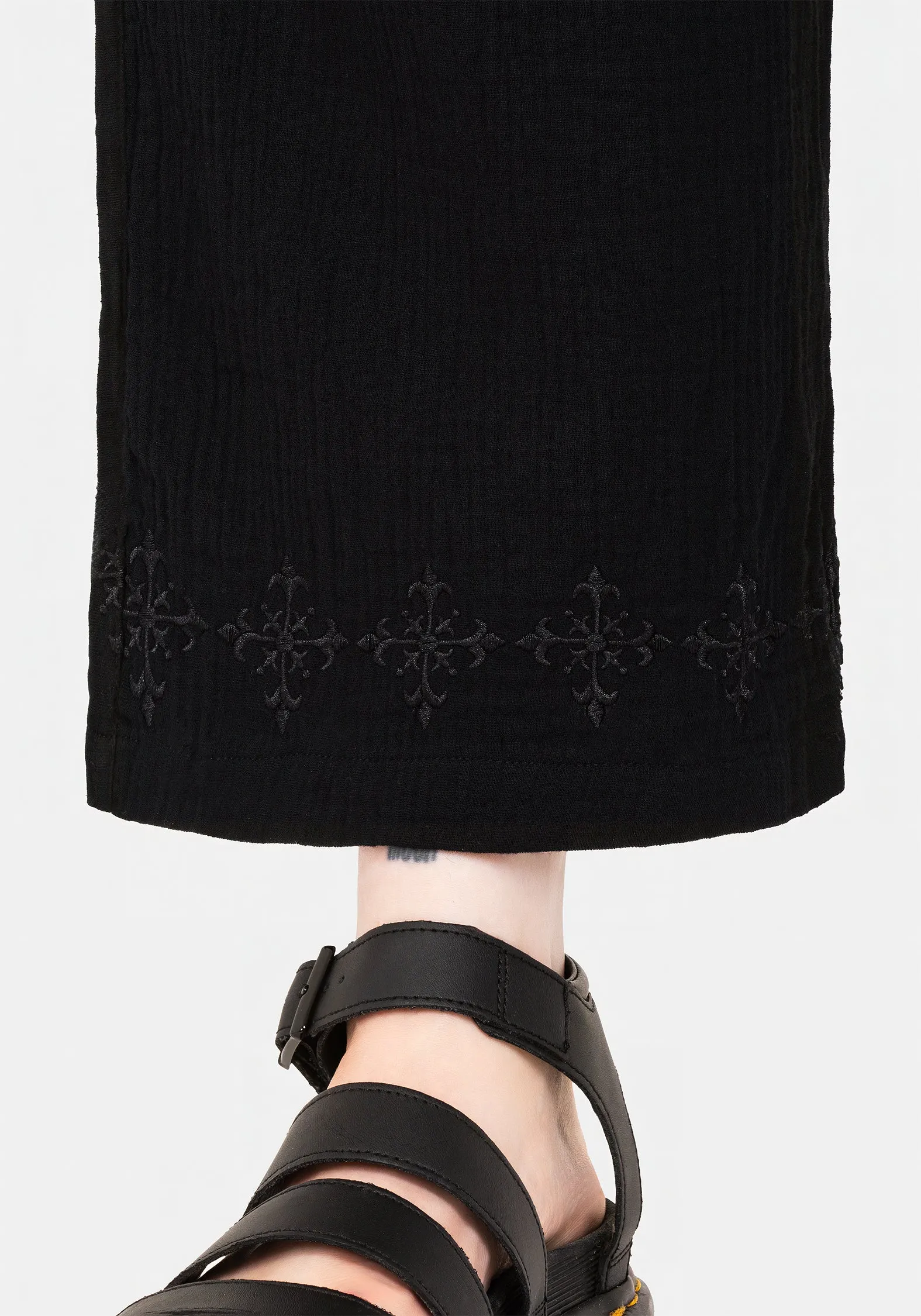 Cashmere Touch Delicate Texture Damara Embroidered Cotton Culottes