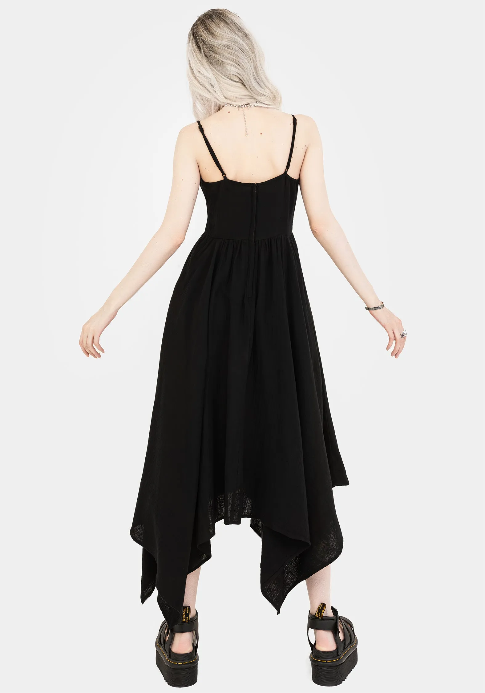 Grace Base breathable fabric dress Damara Embroidered Cotton Hanky Hem Midaxi Dress