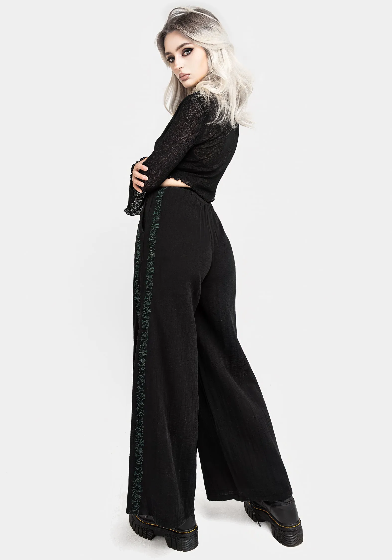 Sleek Styling Gentle Vibe Damiana Embroidered Cotton Trousers