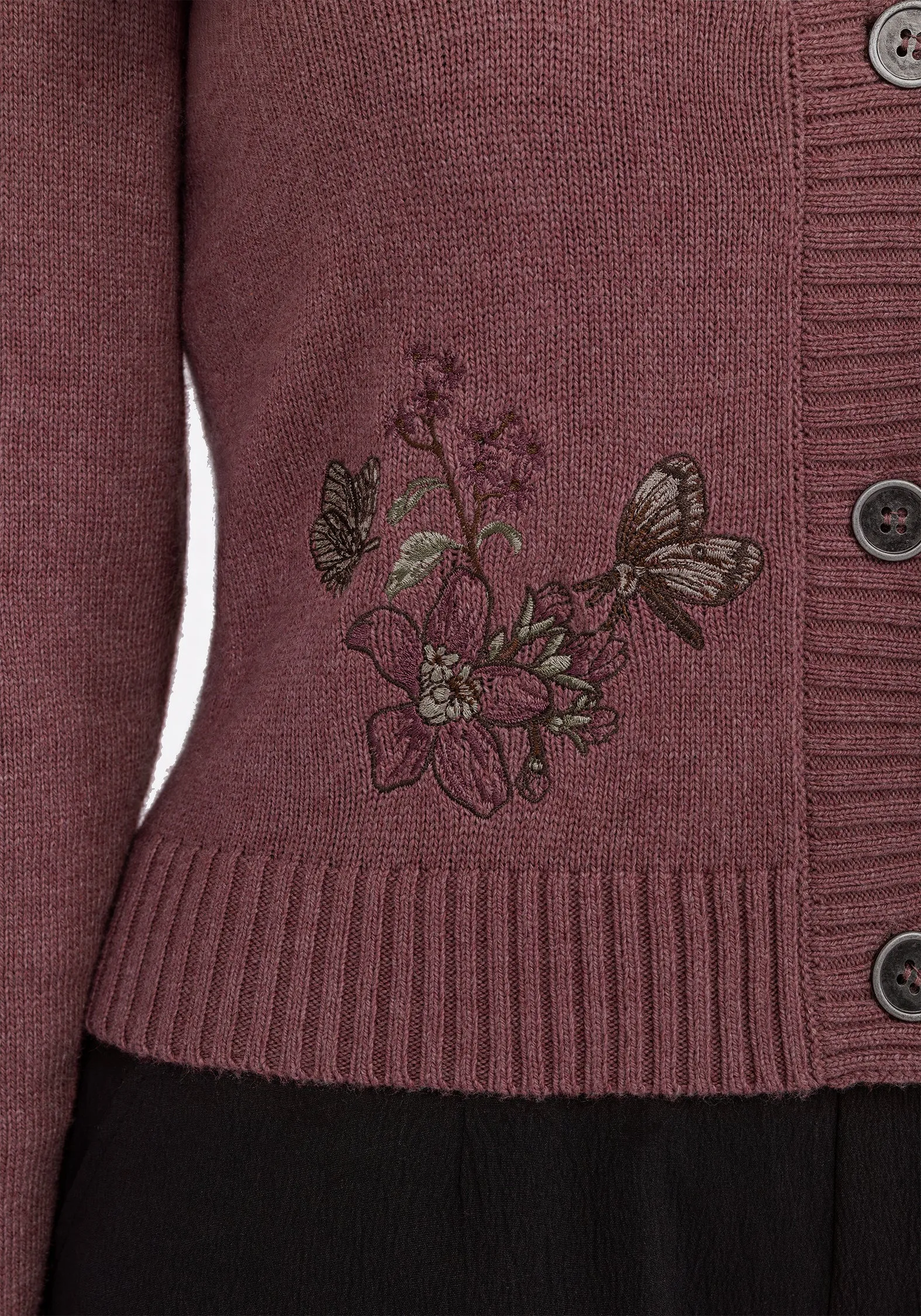Low Maintenance Dana Floral Moth Embroidered Cardigan - Purple