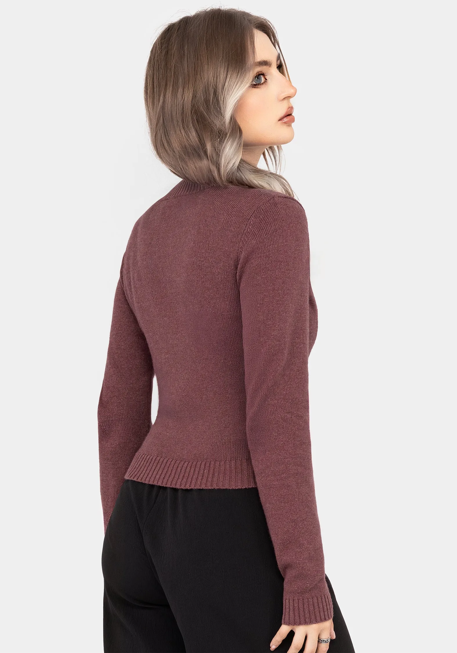 Dana Floral Moth Embroidered Cardigan - Purple Comfy Style