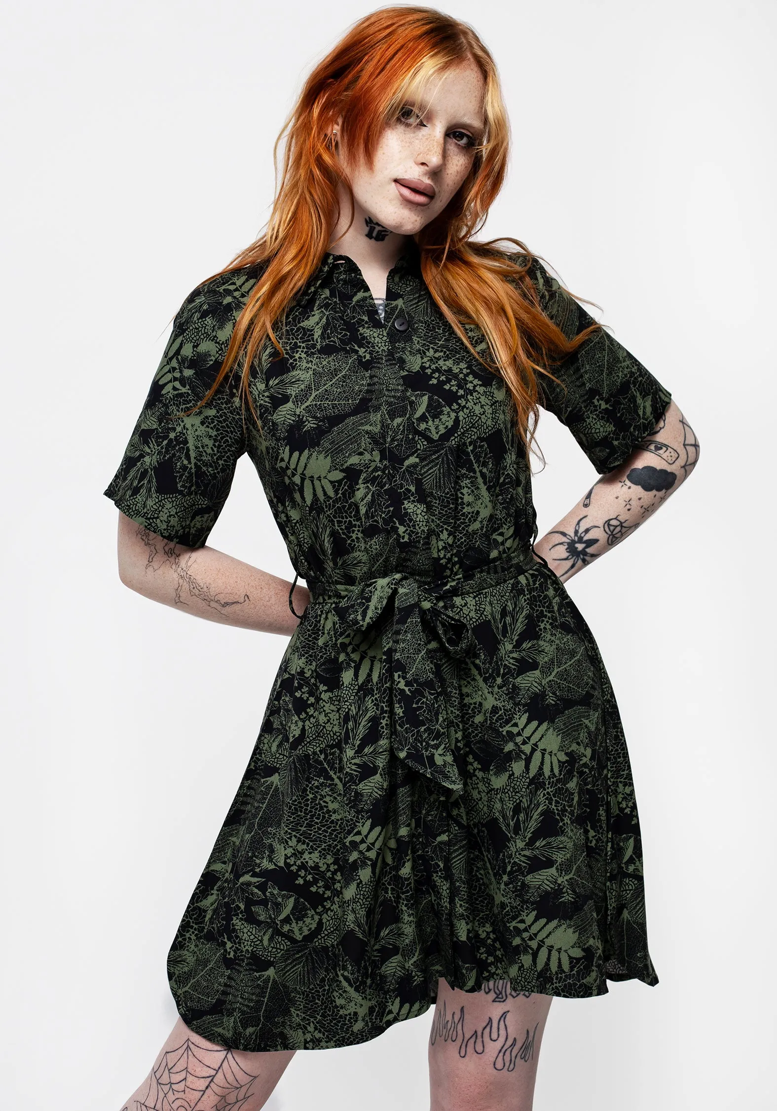 Open-back Flower Grace Daphne Mini Shirt Dress