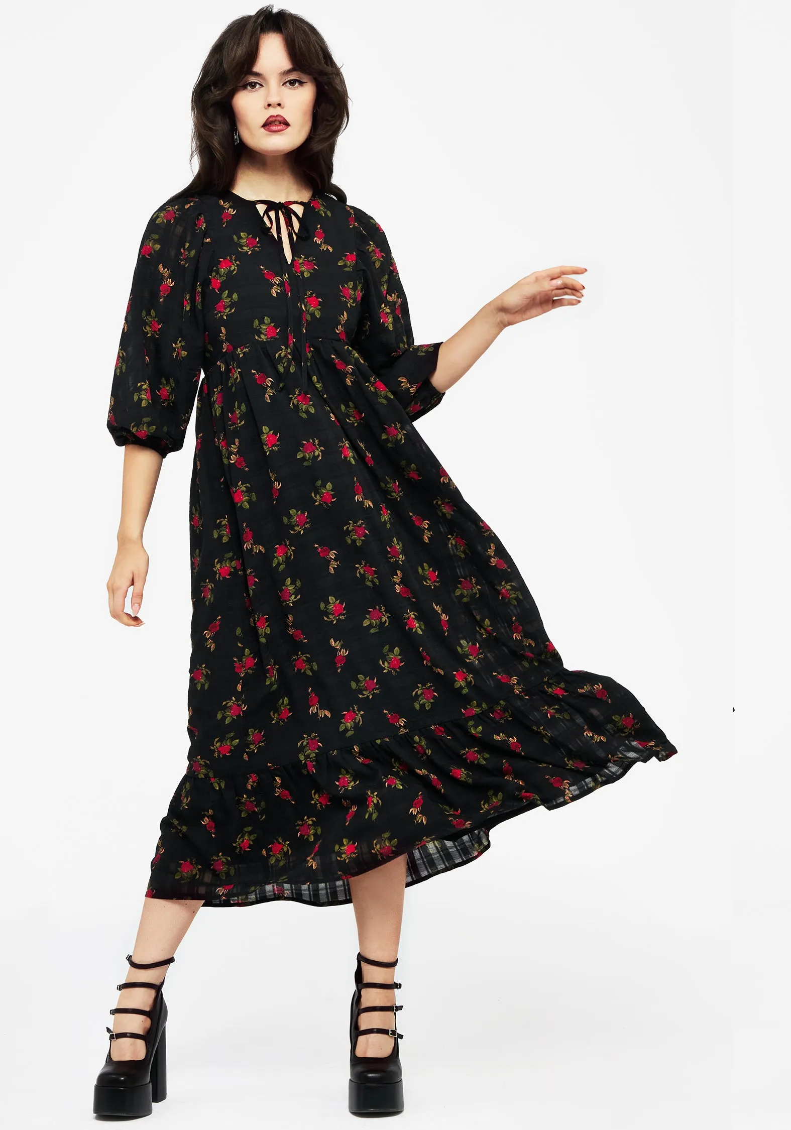 Darcey Floral Print Chiffon Midaxi Dress Vibrant Spirit
