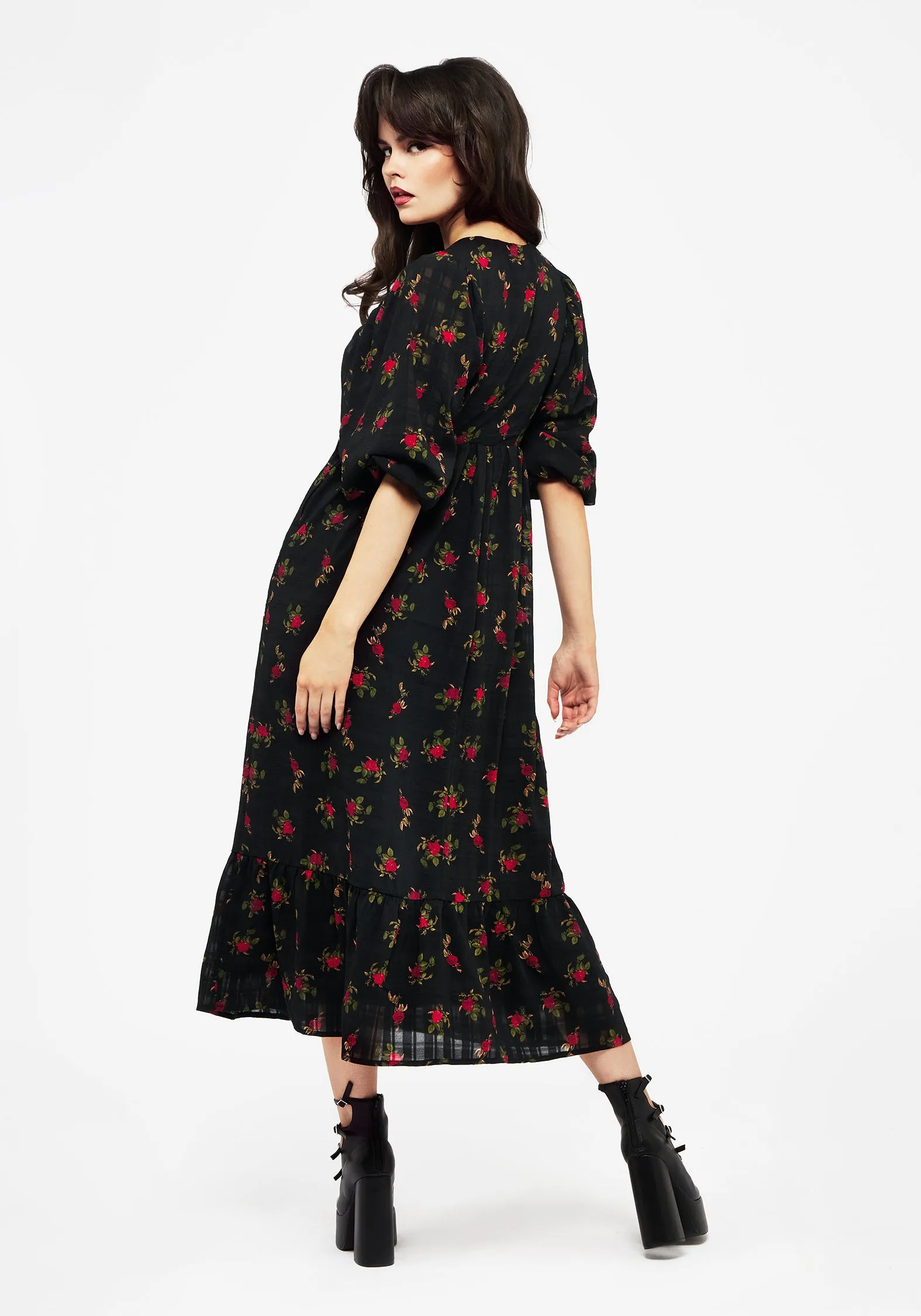 Darcey Floral Print Chiffon Midaxi Dress Timeless Piece Silky Surface