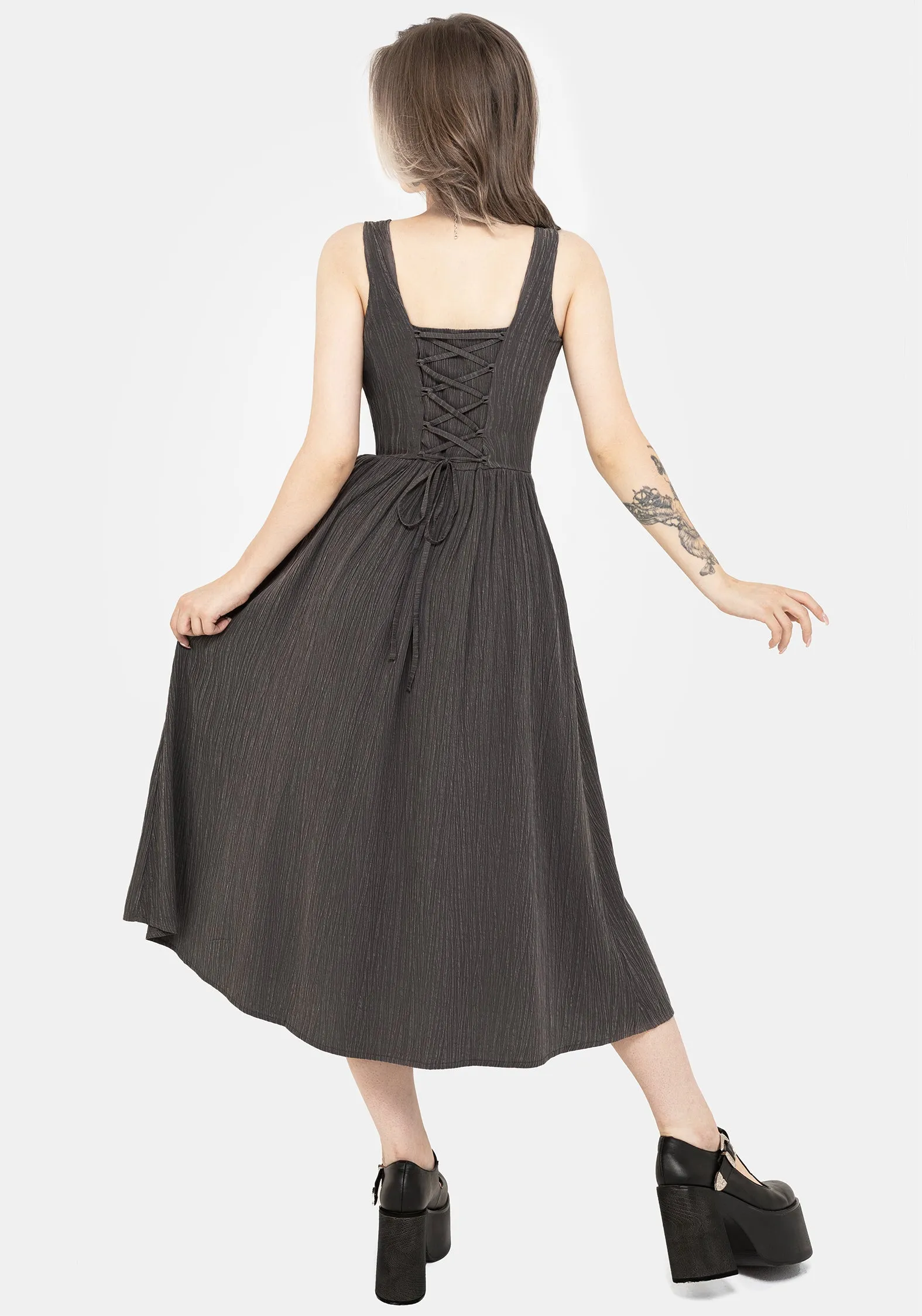 Calm Movement Spring Ready Darkside Corset Midi Dress