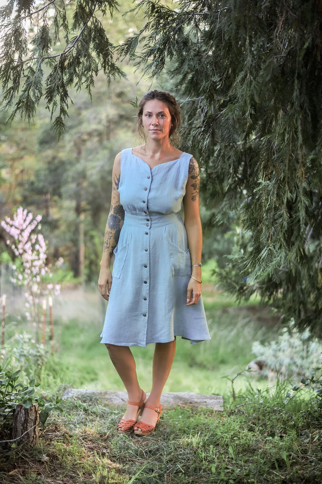 Sheet Dress in BB Blue Texture Cotton Simplistic Mood