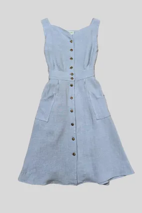 Travel Friendly Elegant Layers Sheet Dress in BB Blue Texture Cotton