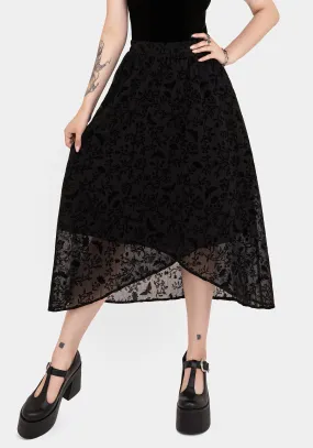 A Line Silhouette Easy Vibe Faustina Flocked Chiffon Mock Wrap Midaxi Skirt