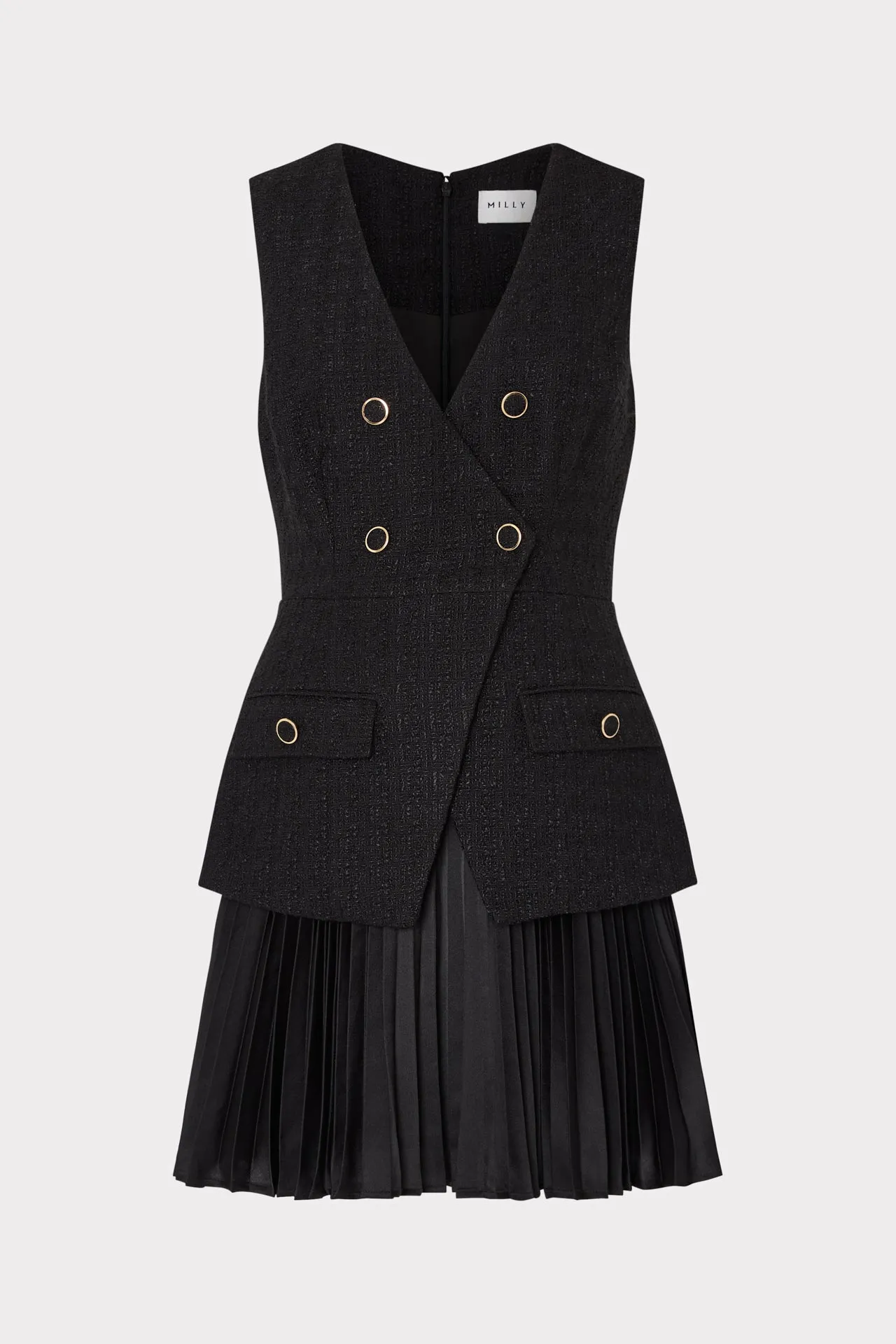 Boucle Mixed Media Mini Dress Luxe Fit