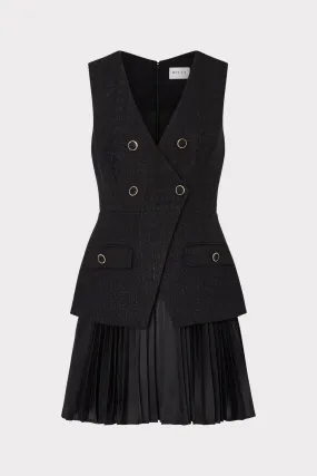 Panelled-Design Boucle Mixed Media Mini Dress