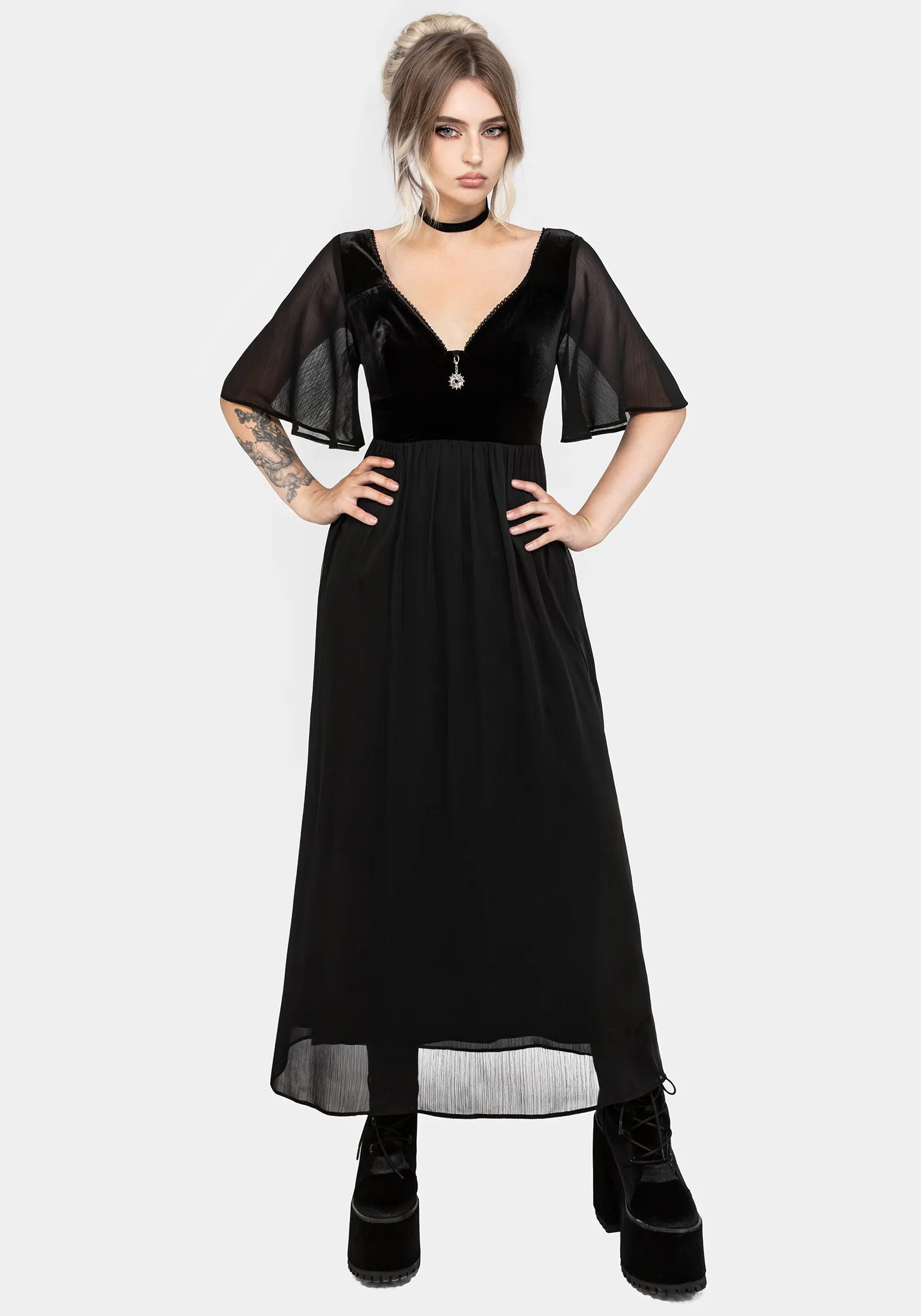 Oculist Chiffon Maxi Dress Fashionable day-to-night gown