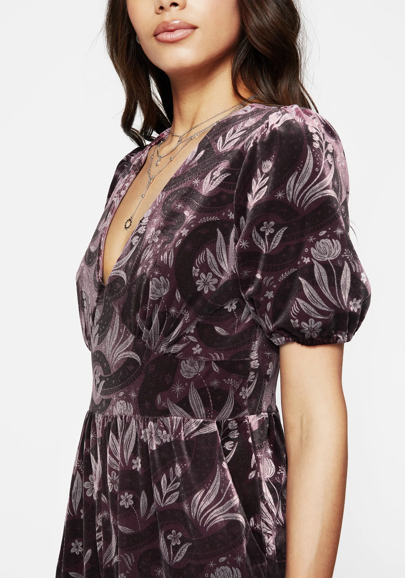 Basic Office Deception Snake Foil Print Velour Jumpsuit