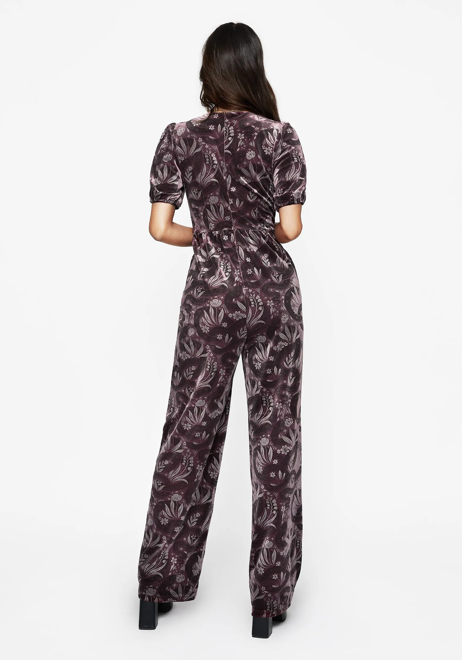 Deception Snake Foil Print Velour Jumpsuit Vivid Youth Basic Friends