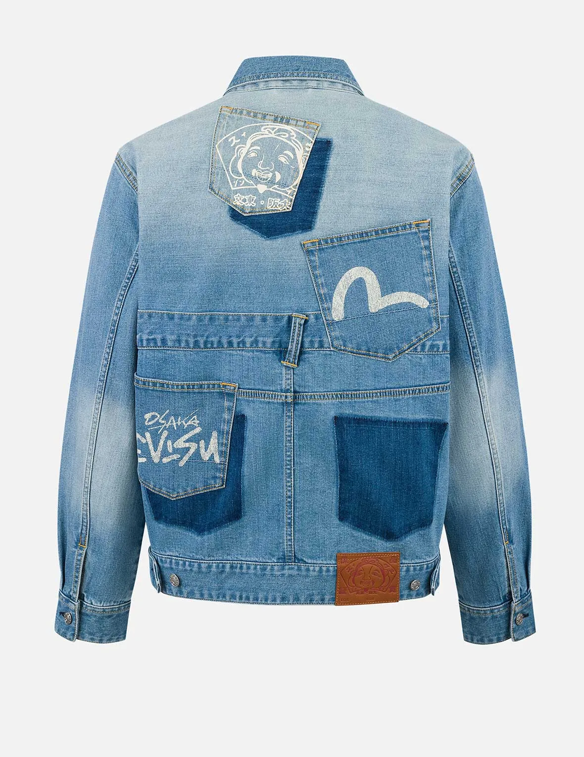 Deconstructed with Multi-pocket Loose Fit Denim Jacket Soft Touch Fabric Elegant Look