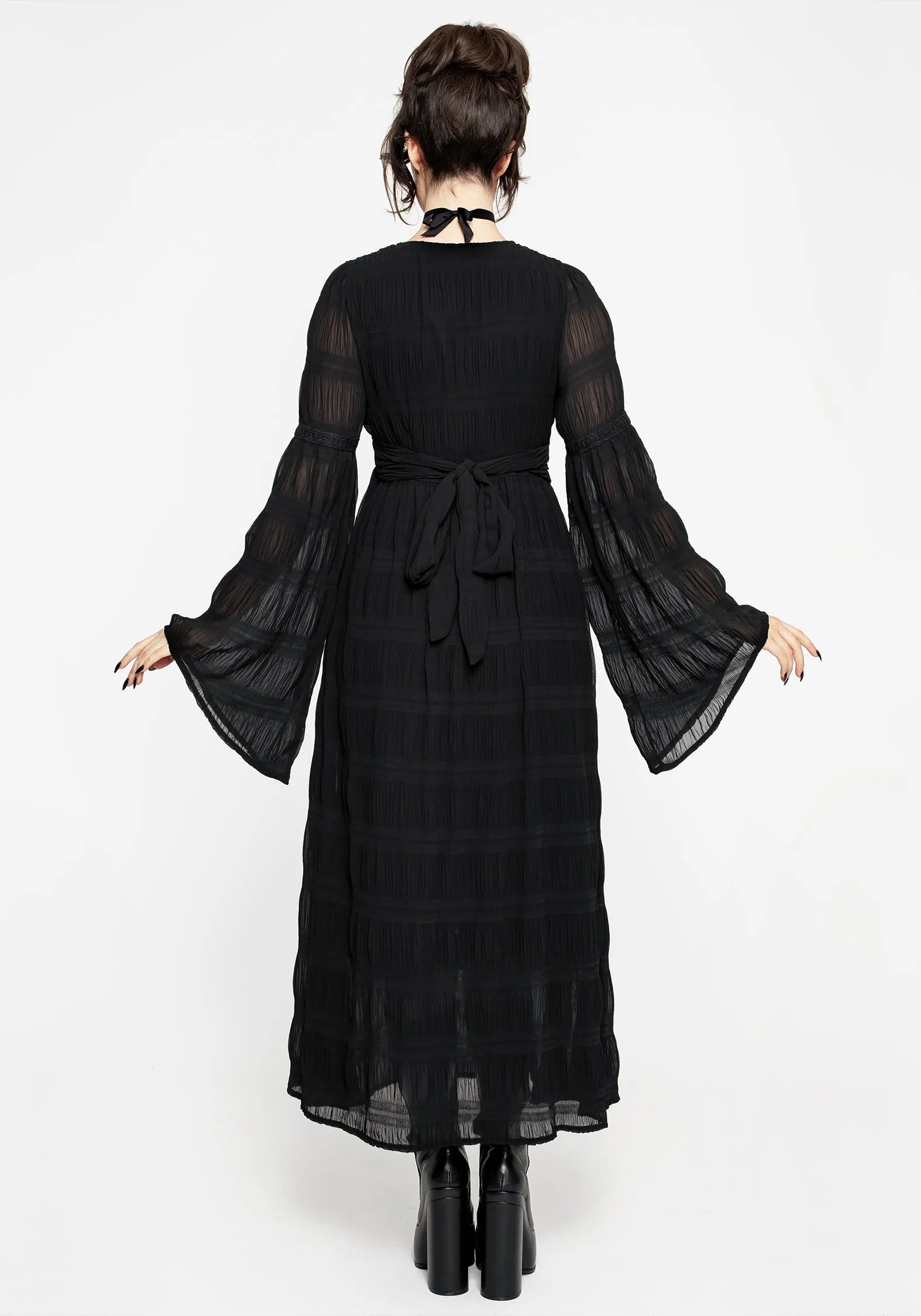 Fashionable And Functional Evening Ready Deirdre Flute Sleeve Maxi Dress