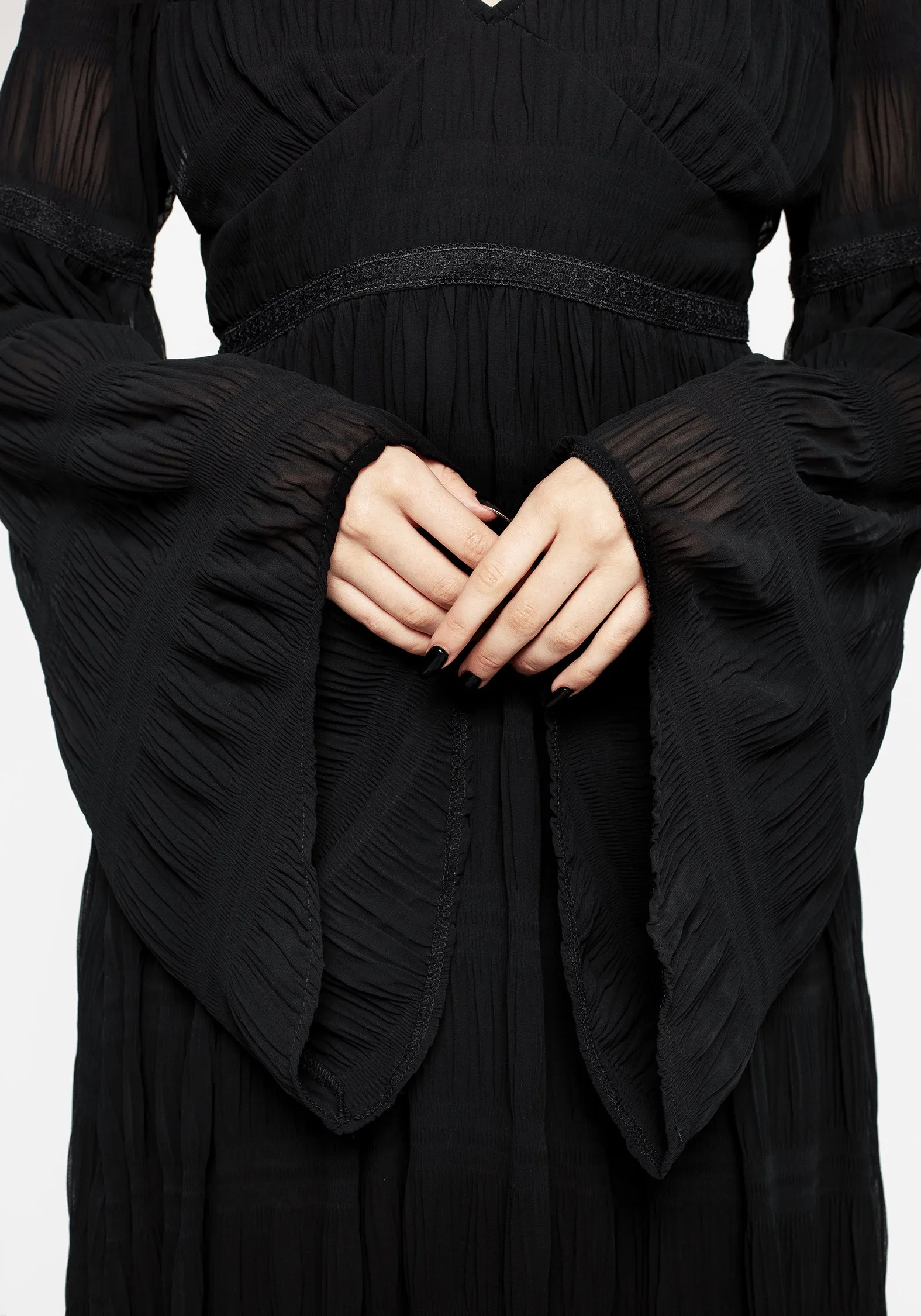 Simple Yet Elegant Exclusive-Design Deirdre Flute Sleeve Maxi Dress