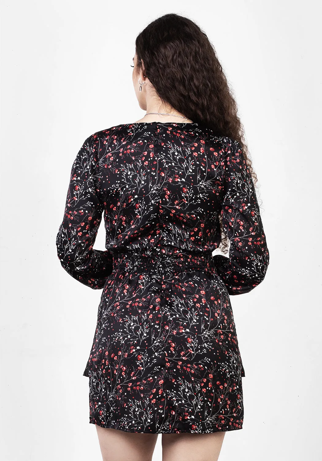 Fashionable Wear ROSETEARS FRILL PEPLUM MINI DRESS