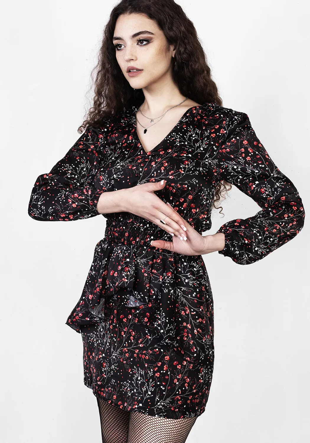 ROSETEARS FRILL PEPLUM MINI DRESS Urban Casual