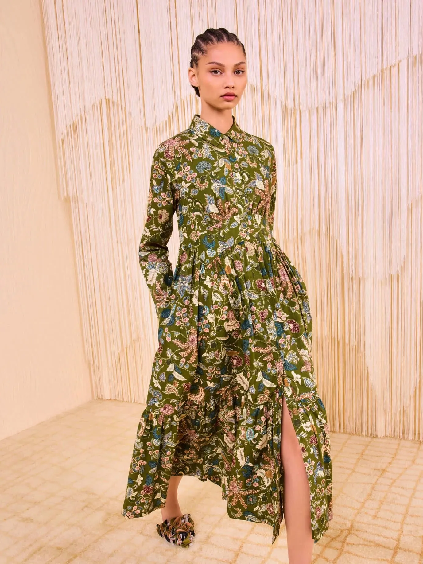 Light Rhythm Fashionable Look Ulla Johnson Eryn Long Sleeve Midi Dress - Lichen