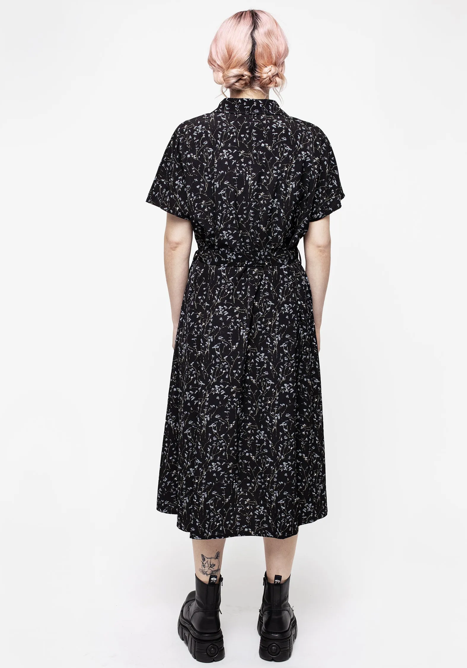 Feminine Style Delphinium Midi Shirt Dress