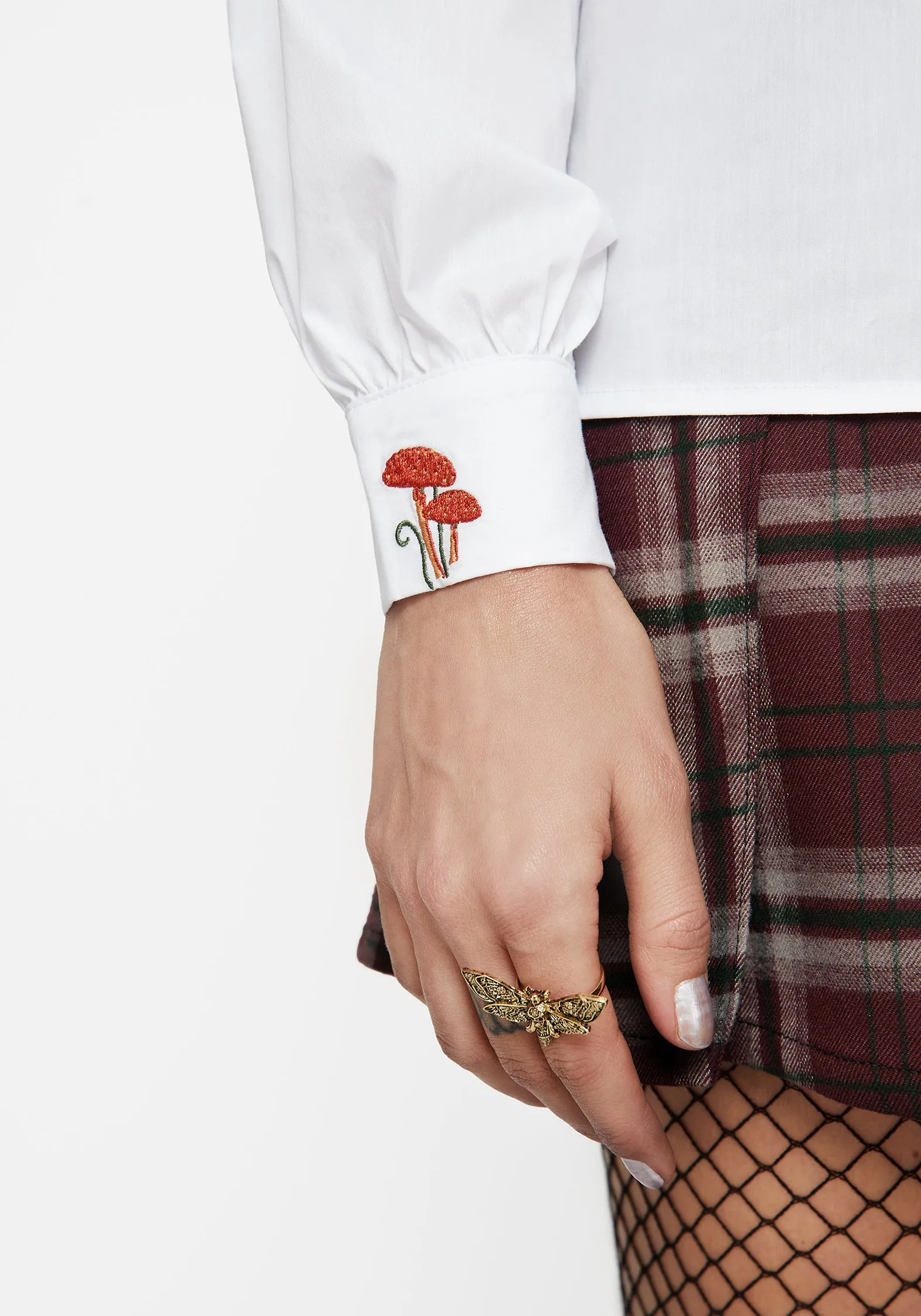 Dewdrop Cotton Embroidered Collar Shirt NonIrritating Seams Breathable mesh