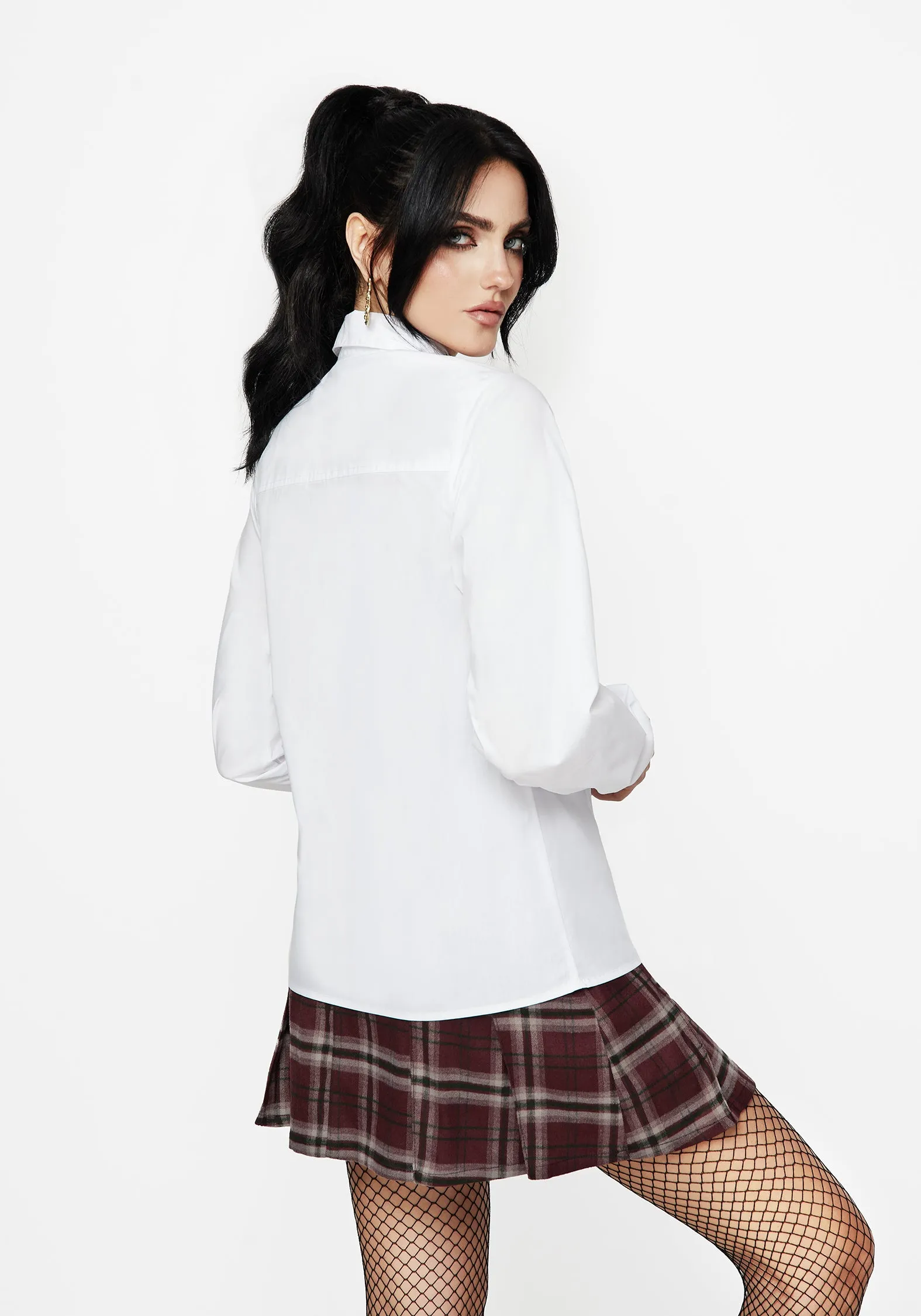 Dewdrop Cotton Embroidered Collar Shirt Multi Panel Design