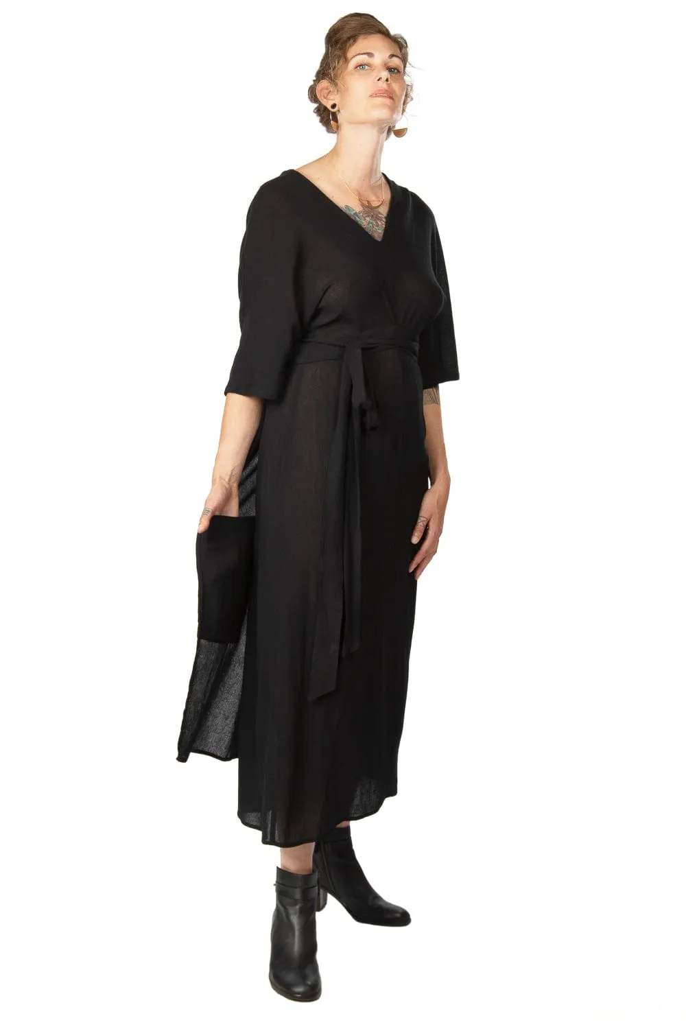 Diana Dress in Black Crepe Minimal Touch Plus Fit