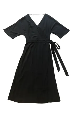 Natural Style Winter Wrap Diana Dress in Black Crepe