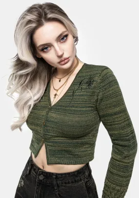 FadeResistant Dye Diastella Floral Embroidered Crop Cardigan