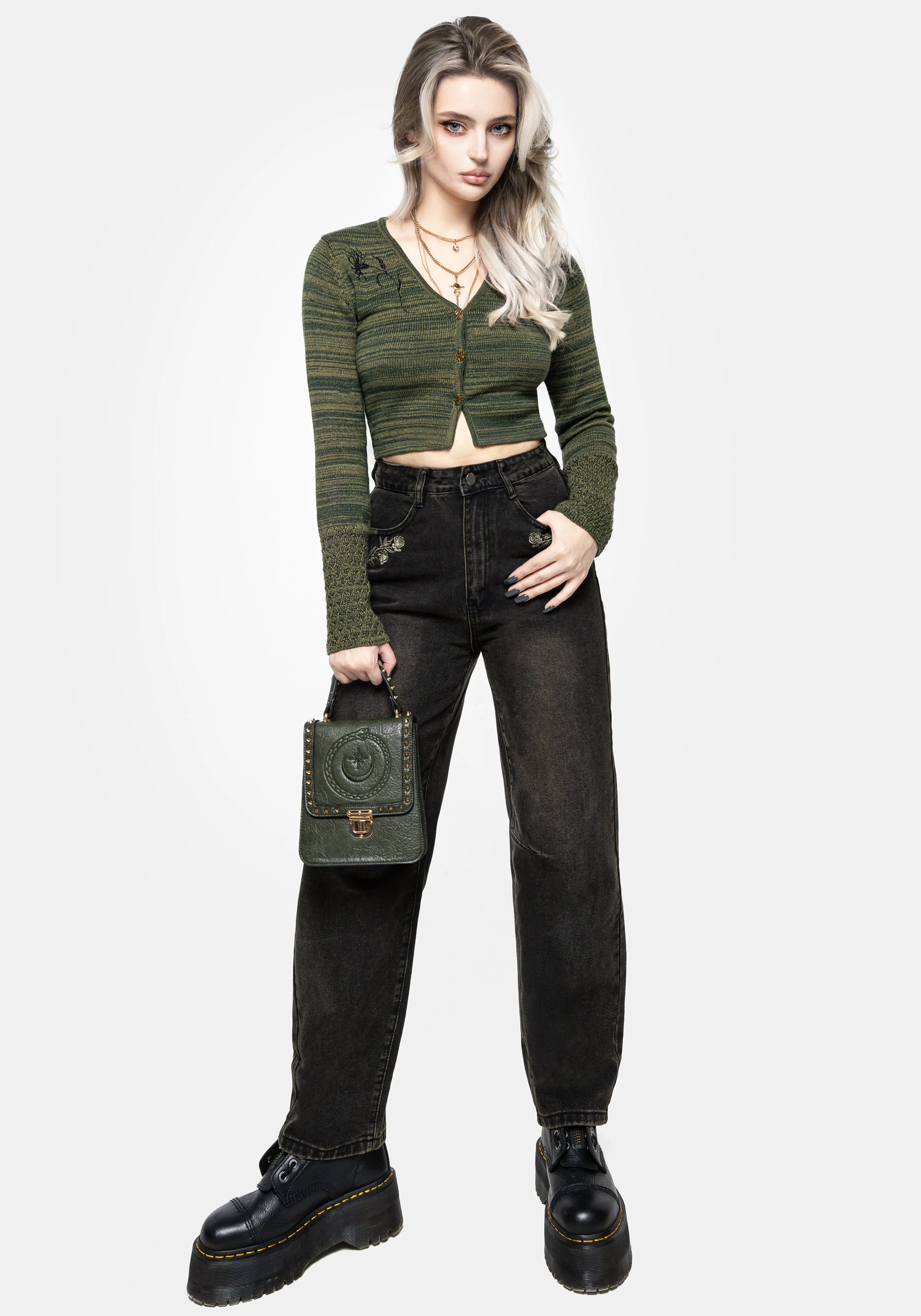 Organic Cotton Blend Diastella Floral Embroidered Crop Cardigan