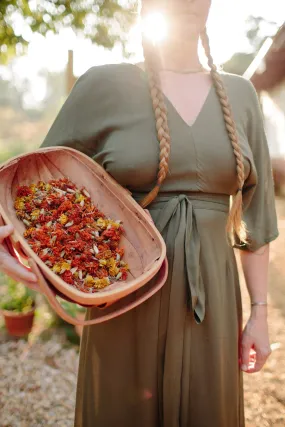 Diana Dress in Olive Green Challis Gentle Drape Fair-Trade