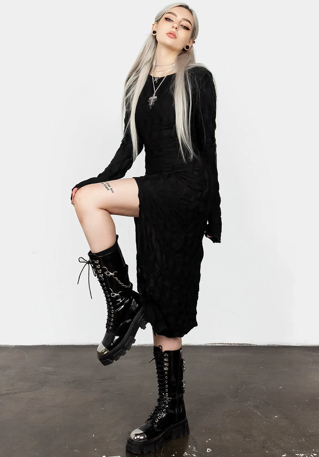 Disquiet Asymmetric Midi Dress Light Wrap