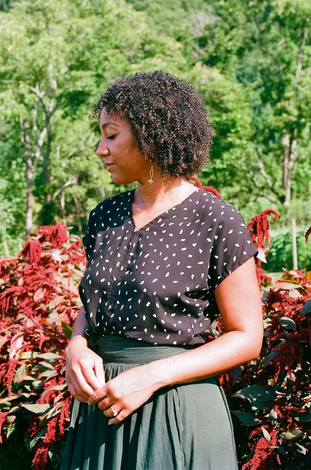 Dolman Top in Abstract Dot Eco Friendly Dye Process