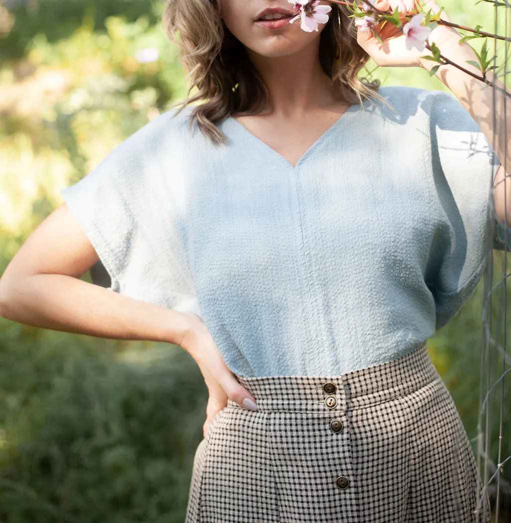 Dolman Top in BB Blue Texture Cotton Cozy Appeal Warm Essentials