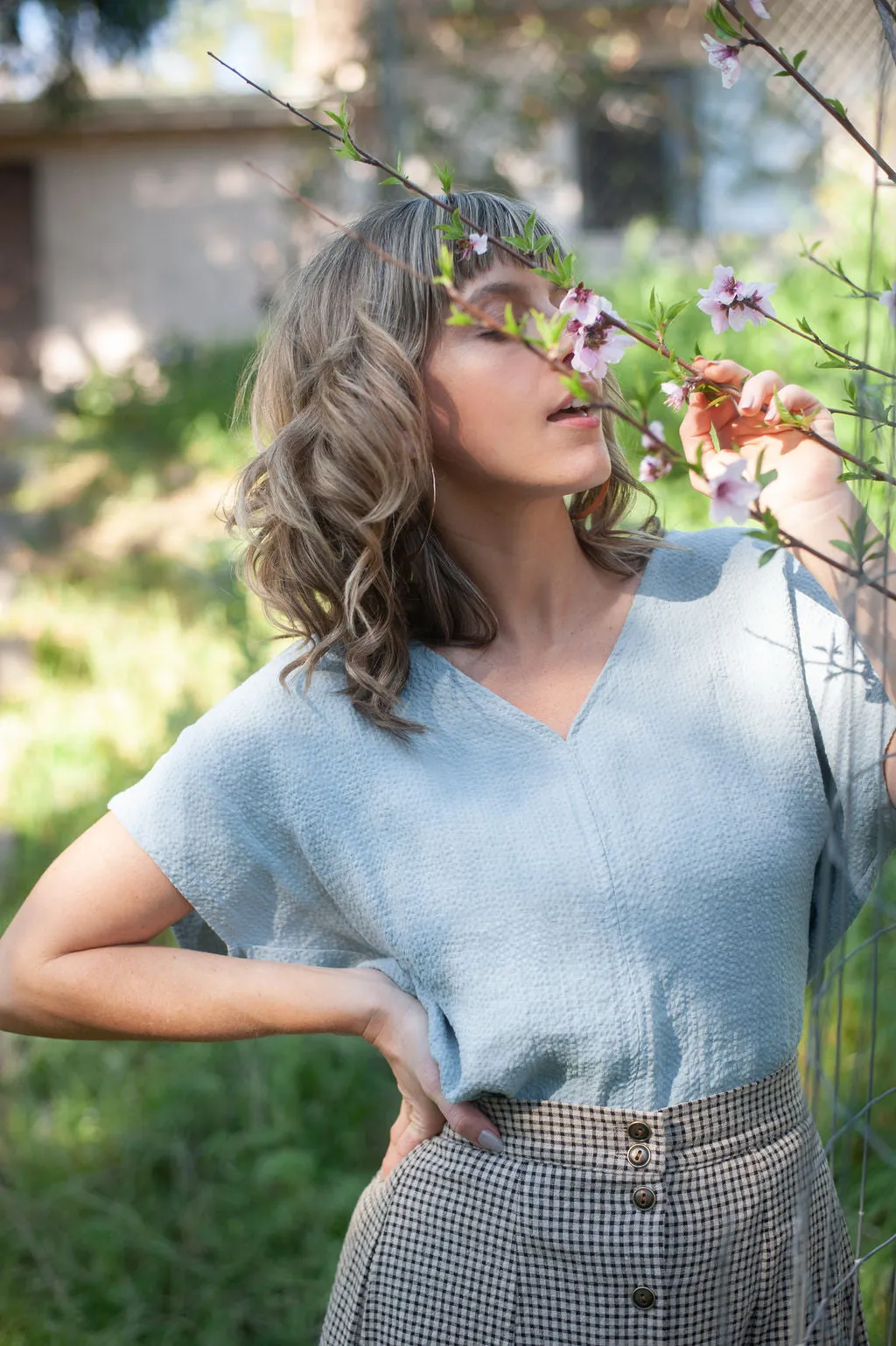 Snug Layers Dolman Top in BB Blue Texture Cotton