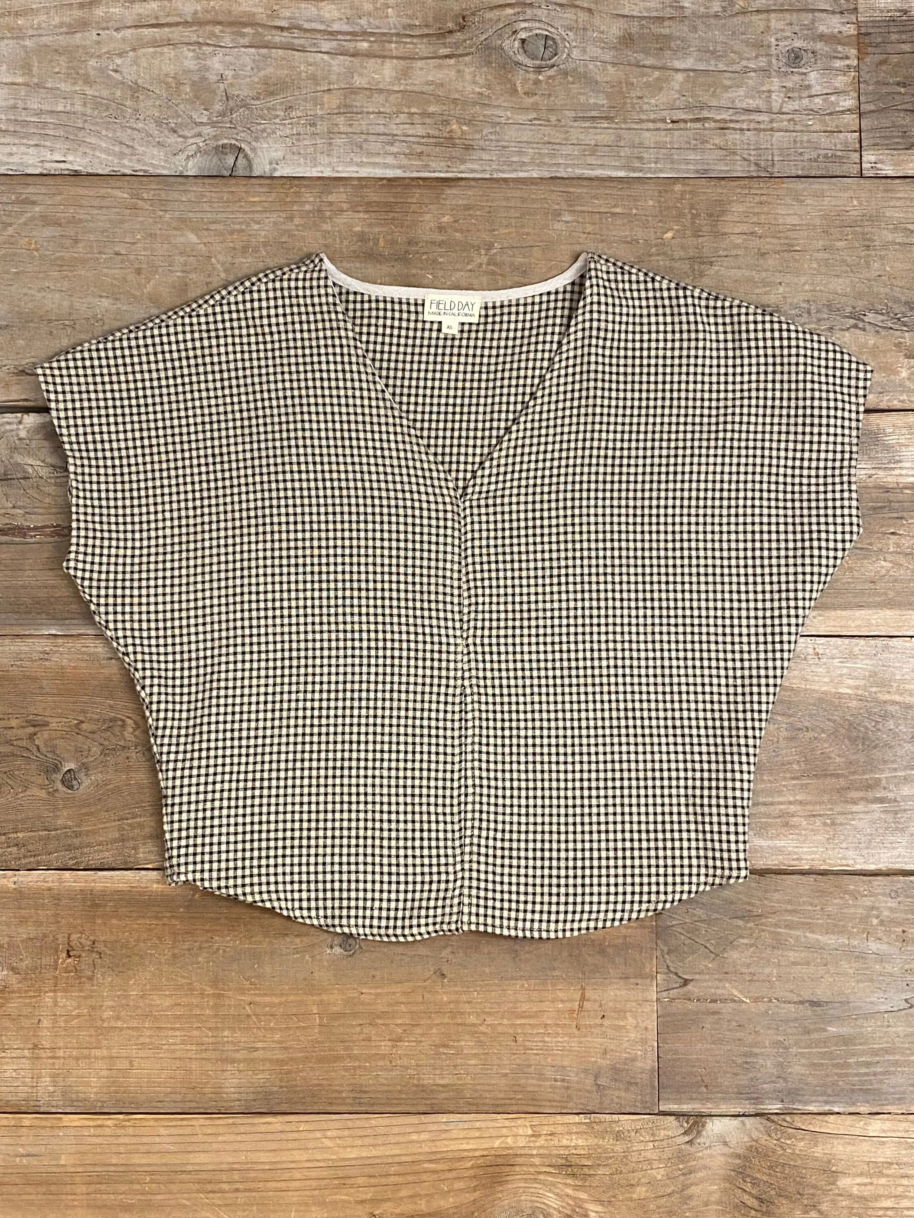 Dolman Top in Black & Oat Cotton Gingham Cold Weather Comfort
