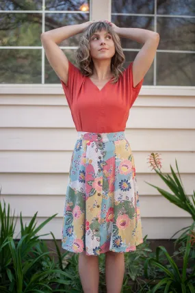 Dolman Top in Coral Challis Trendy Layer