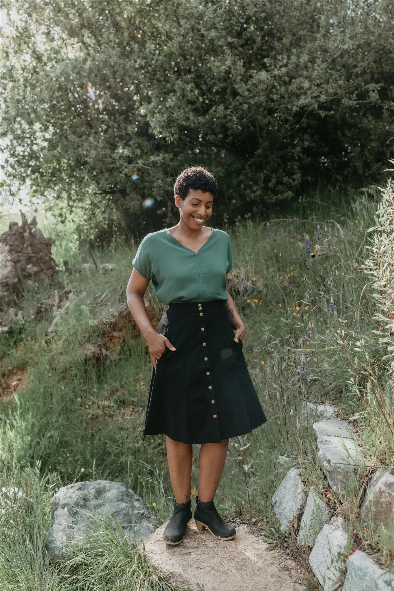 Dolman Top in Emerald Challis Cold Weather Fashion