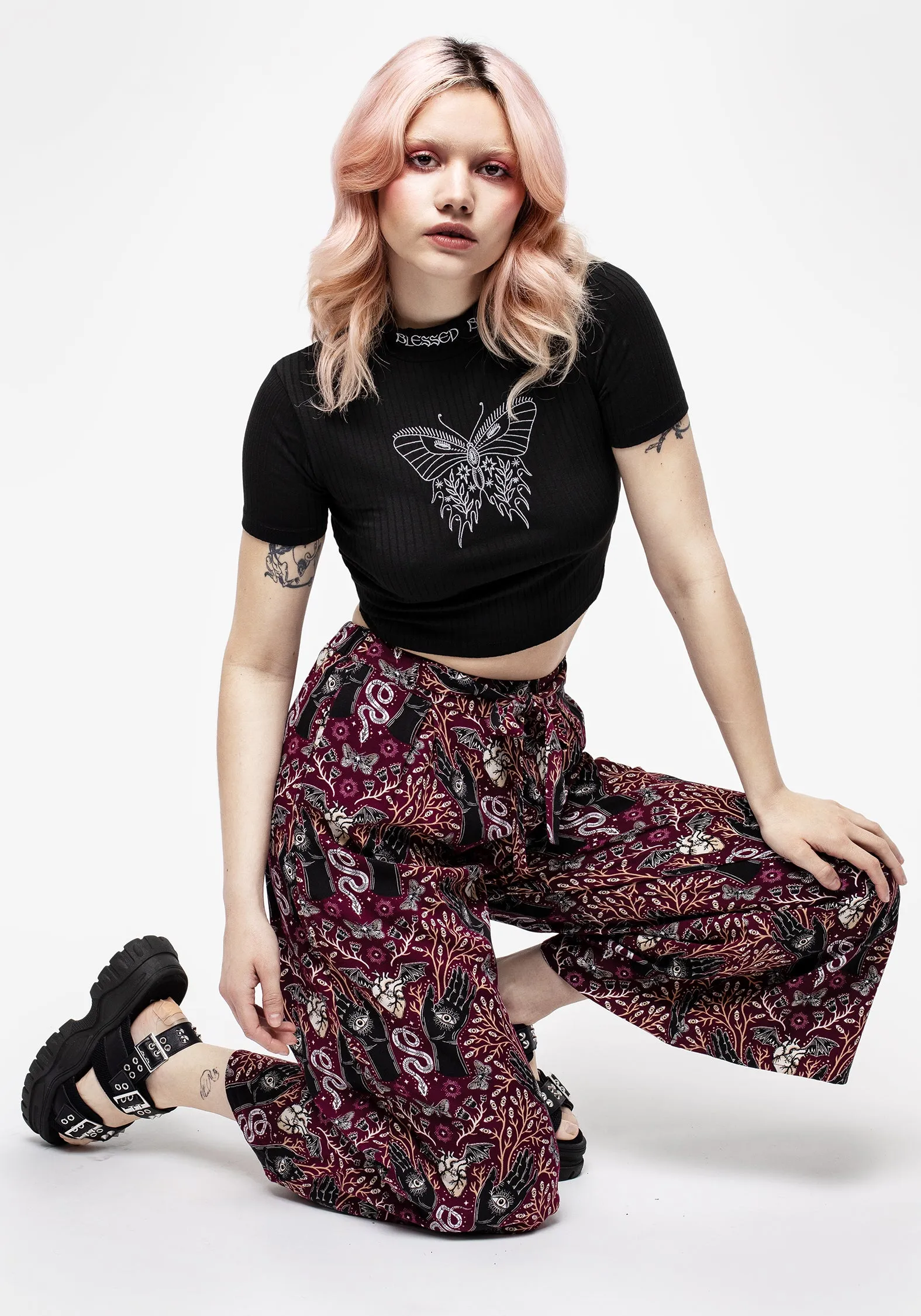 Dolore Rib Embroidered Crop Top FlexibleRibbing