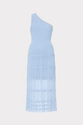 One Shoulder Sheer Knit Midi Dress Classic Wear