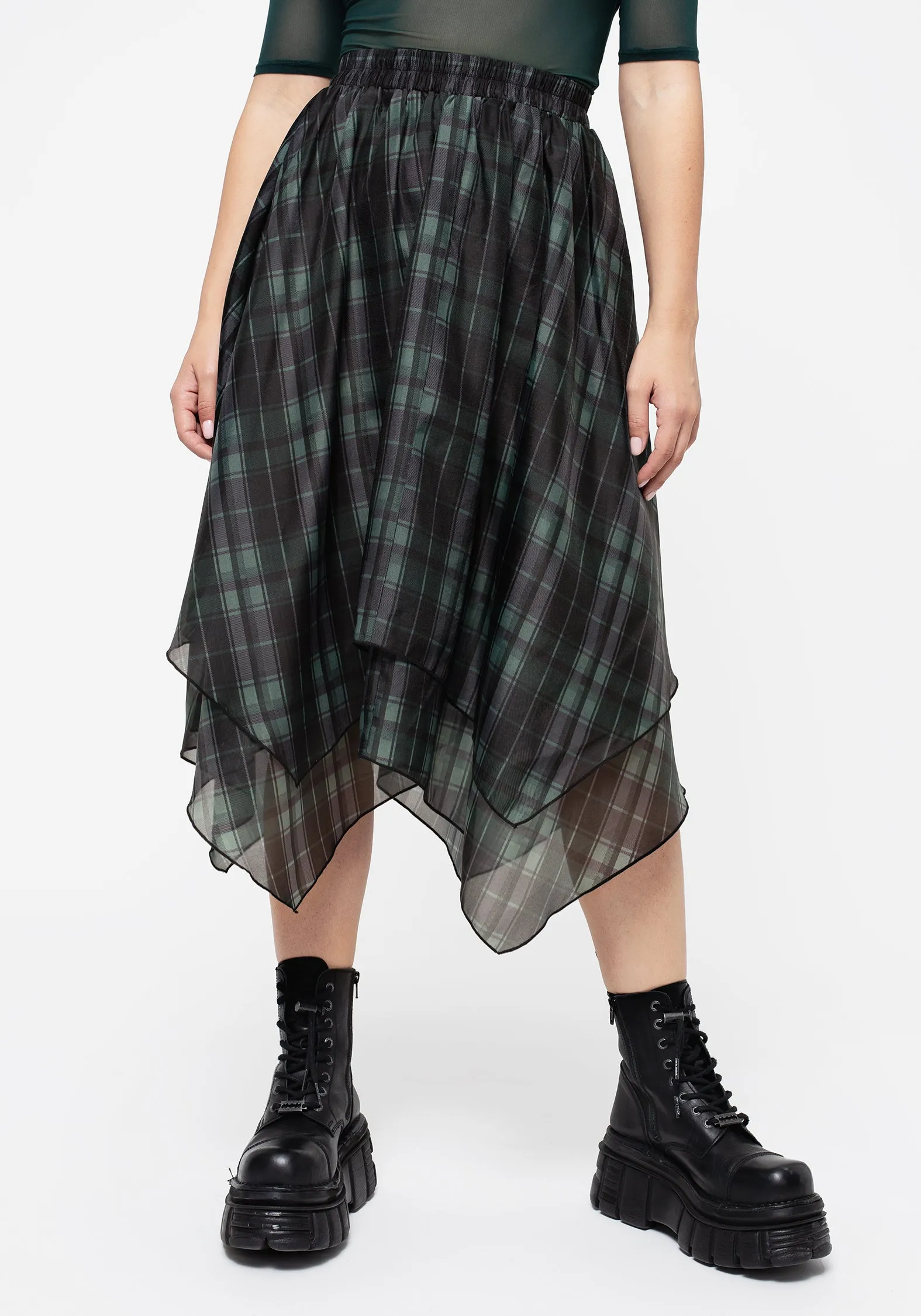 Checkmate Layered Organza Handkerchief Hem Skirt Timeless Trend