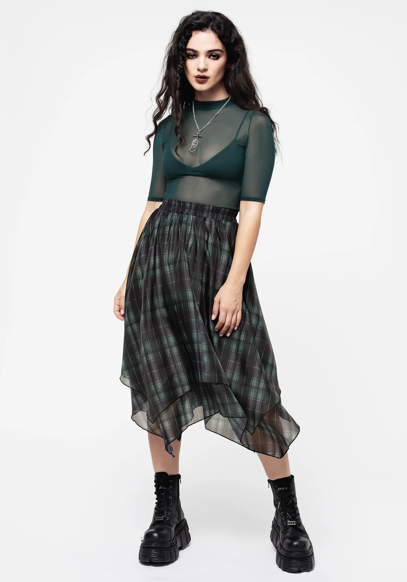 Checkmate Layered Organza Handkerchief Hem Skirt Layered Wear