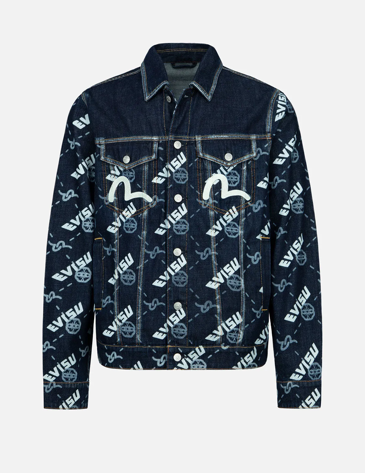Double Monogram Print Denim Jacket Placket Detailing