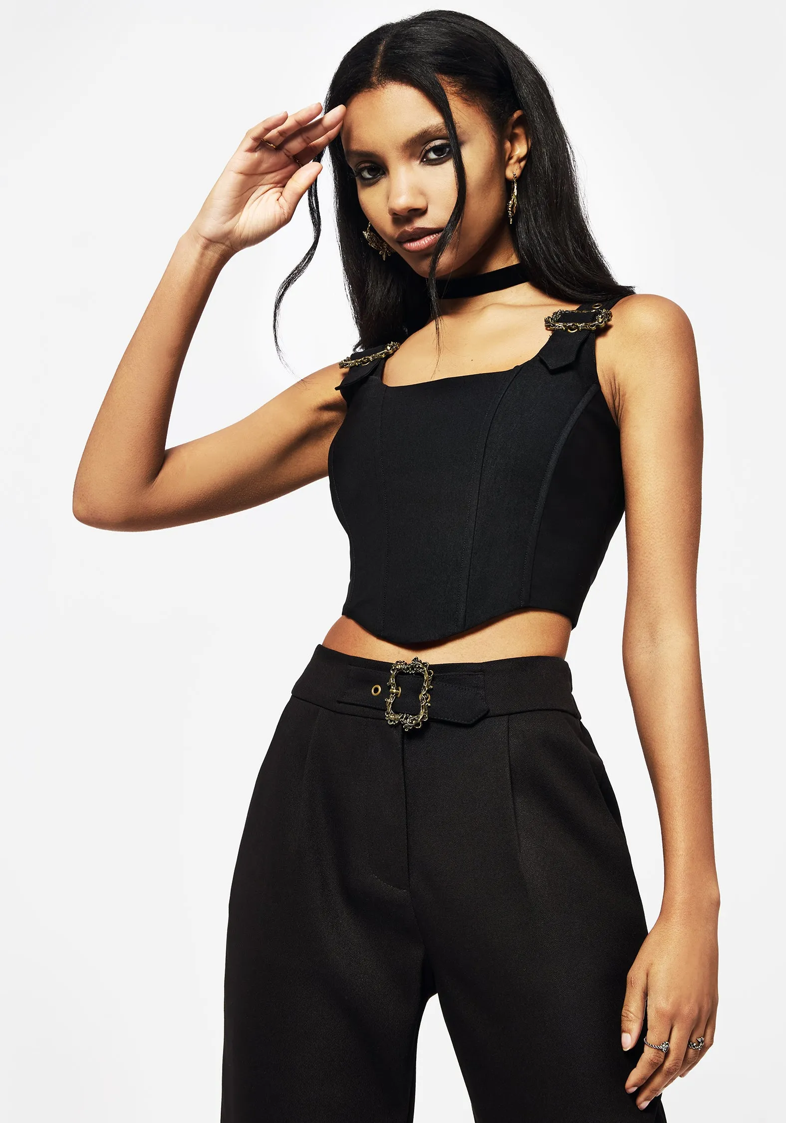 Tear Resistant Reinforcement Bamboo Fiber Fabric Elder Buckle Detail Corset Top