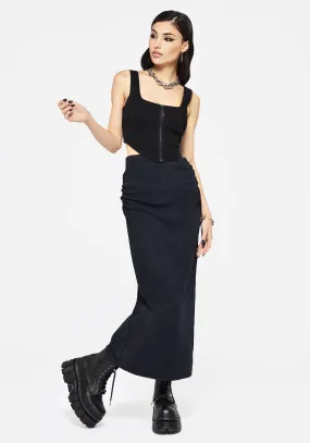 Soft Focus Christina Washed Rib Cotton Maxi Skirt