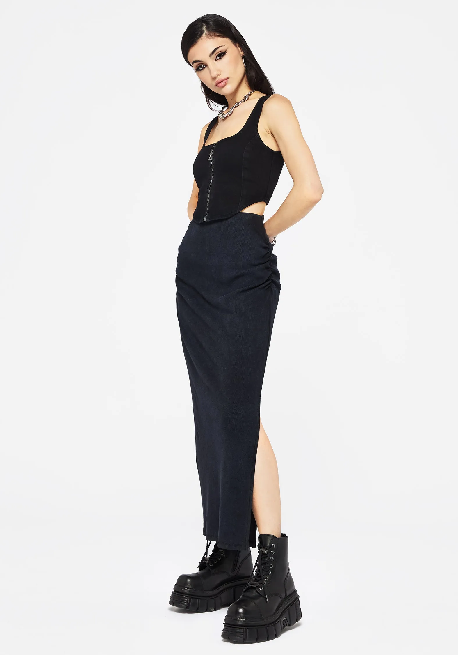 Christina Washed Rib Cotton Maxi Skirt Stylish Vibe