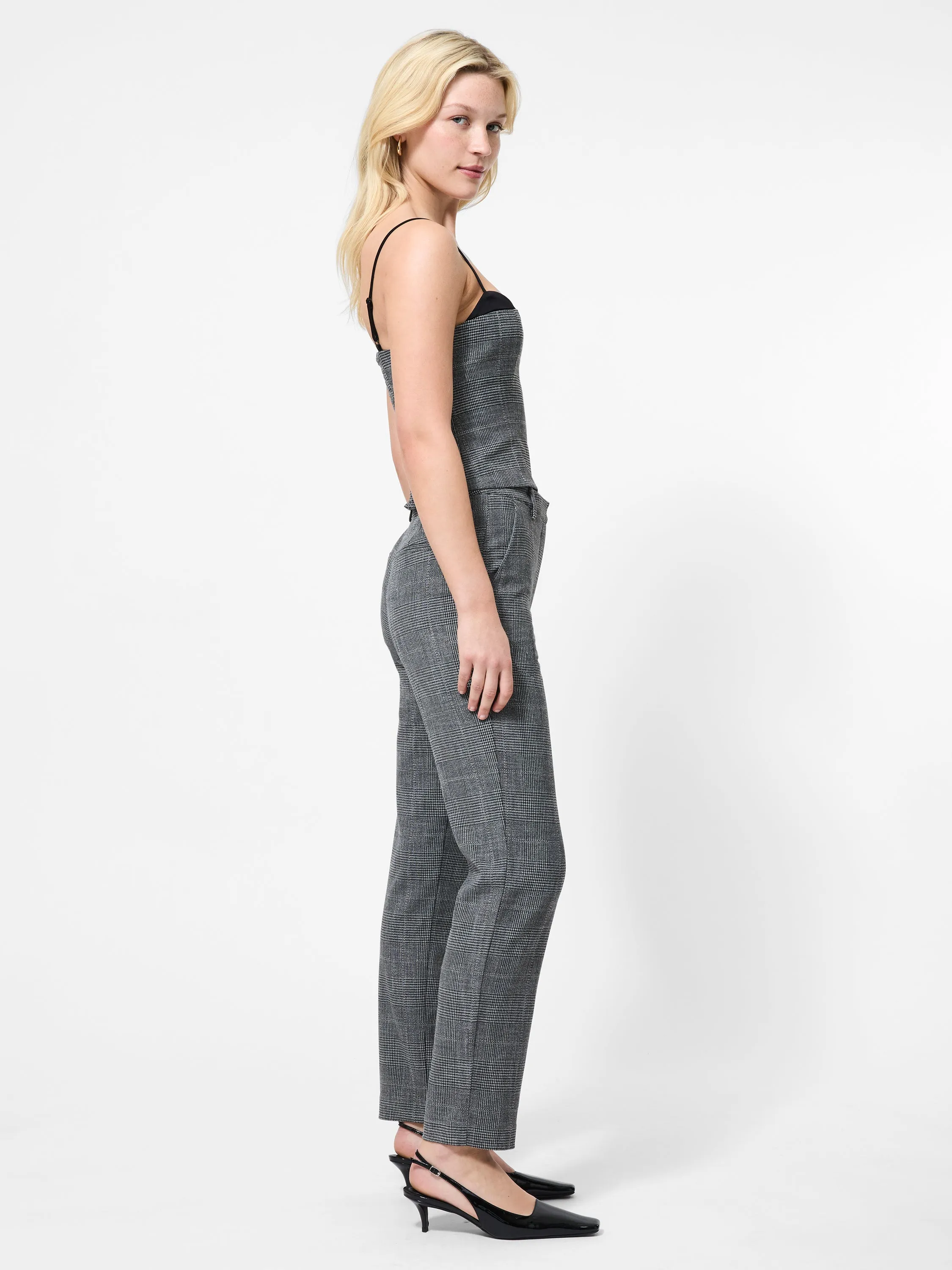 Owen Plaid Peekaboo Corset Top Smooth Stitching RelaxedSilhouette